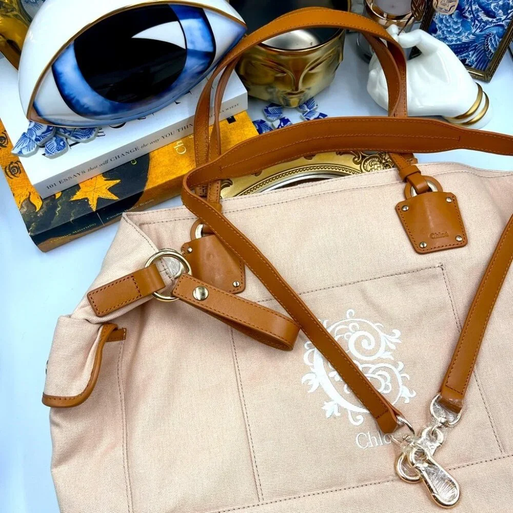 🆕 CHLOE 🧿 BNWOT Baby Canvas Changing Bag, Pink - AUTHENTICATED